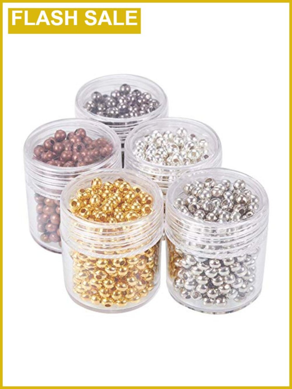 1350pcs 3mm Gold Plated Spacer Beads Round Small Loose Beads Metal Iron for